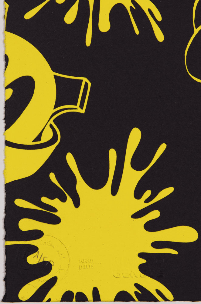 no-stain-no-gain-john-armleder-print-them-all-mamco-geneve-lithograph-numbered-black-yellow-edition-art-print