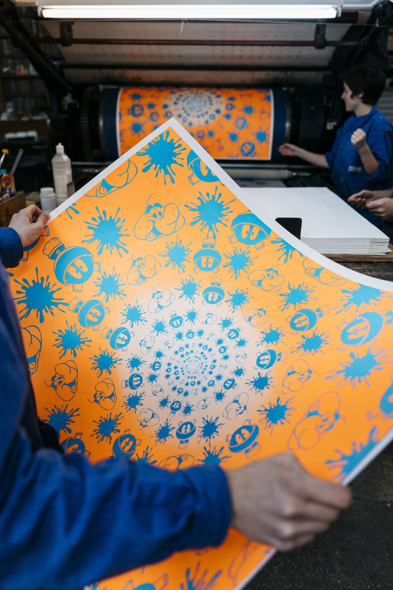 no-stain-no-gain-john-armleder-print-them-all-mamco-geneve-lithograph-orange-blue-edition-art-printing-paris no-stain-no-gain-john-armleder-print-them-all-mamco-geneve-lithograph-orange-blue-edition-art-printing-paris