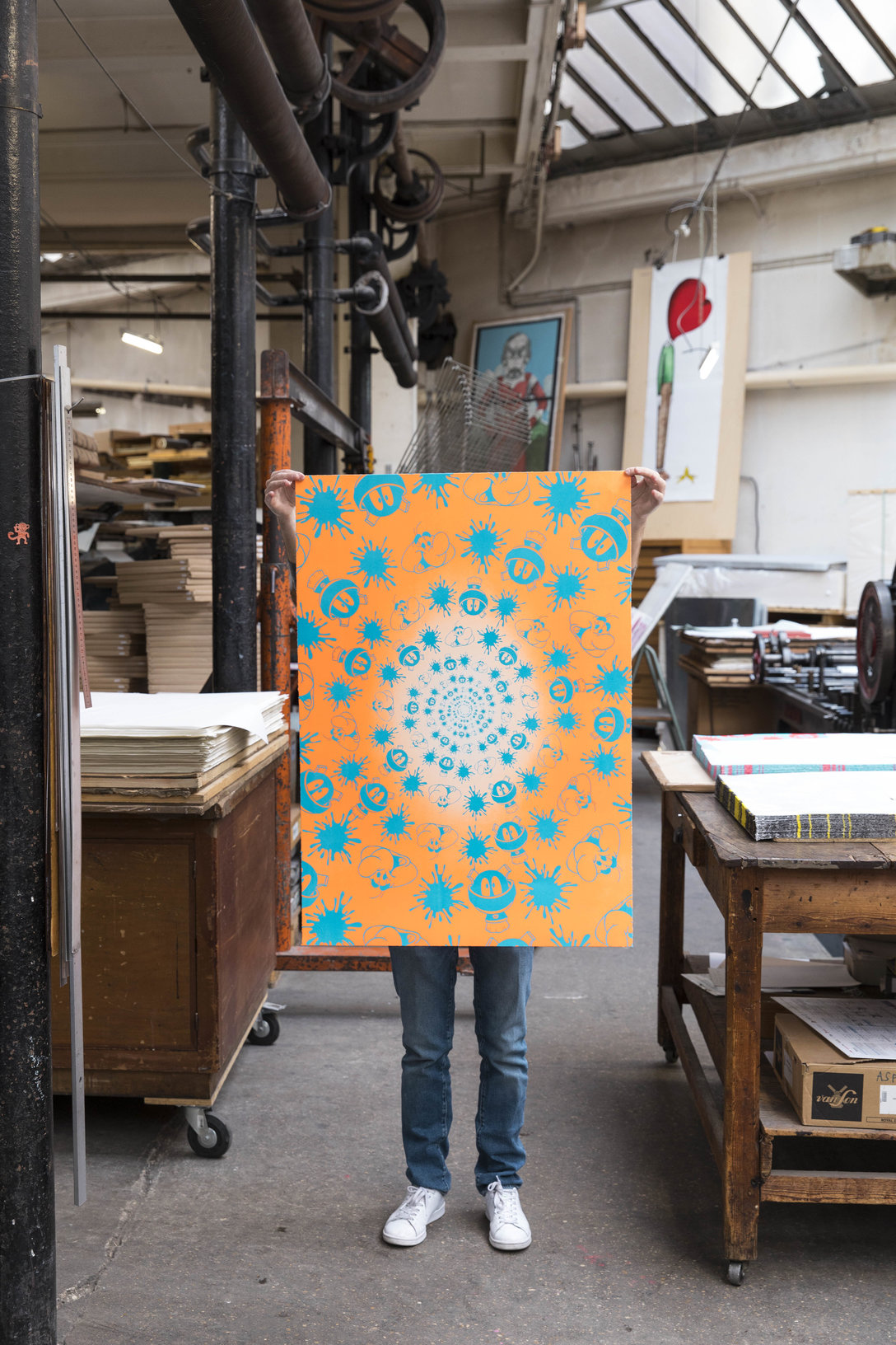 no-stain-no-gain-john-armleder-print-them-all-mamco-geneve-lithograph-orange-blue-edition-publishing-house-paris-art-printing no-stain-no-gain-john-armleder-print-them-all-mamco-geneve-lithograph-orange-blue-edition-publishing-house-paris-art-printing