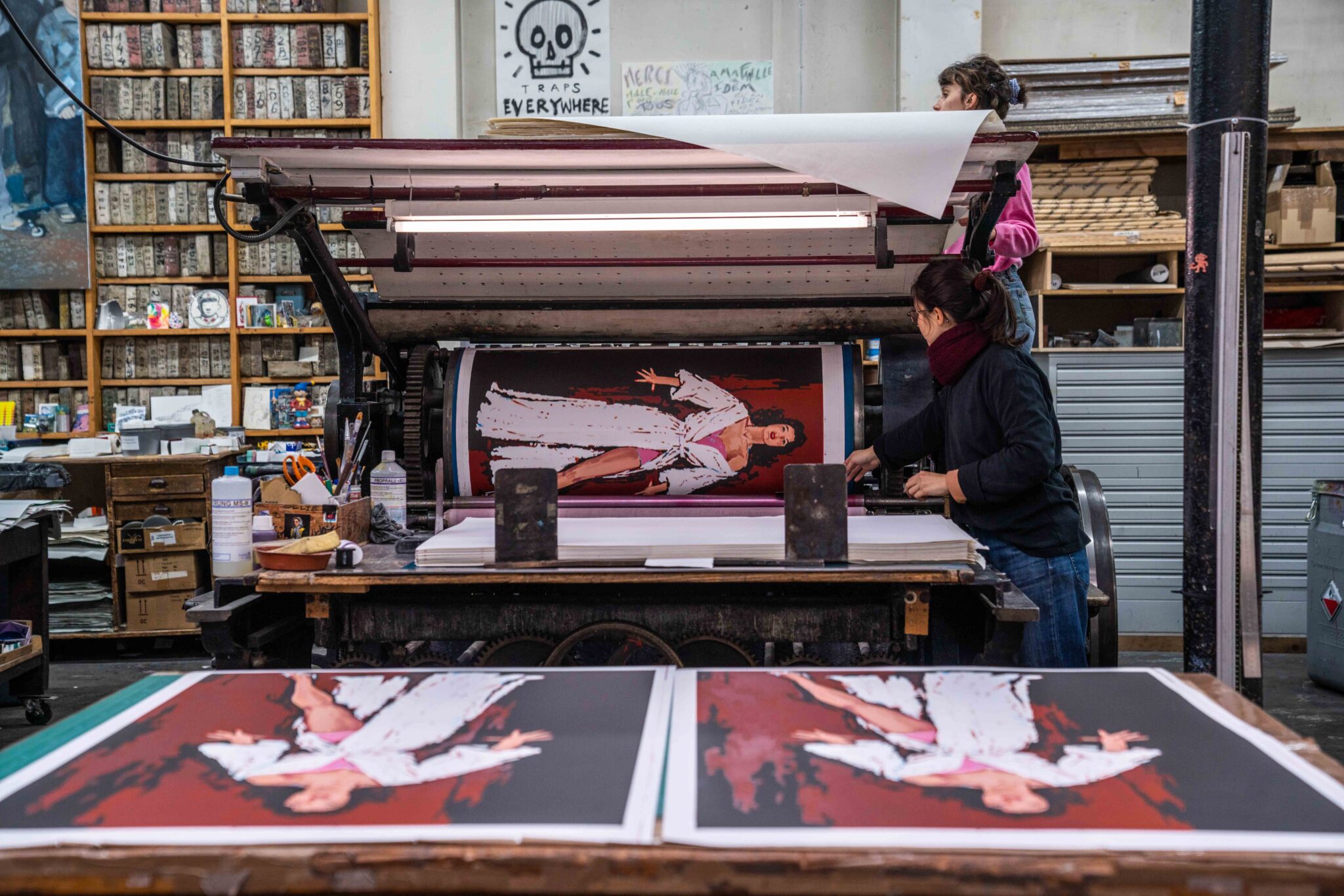 walter-robinson-death-turns-the-table-printing-process-lithograph