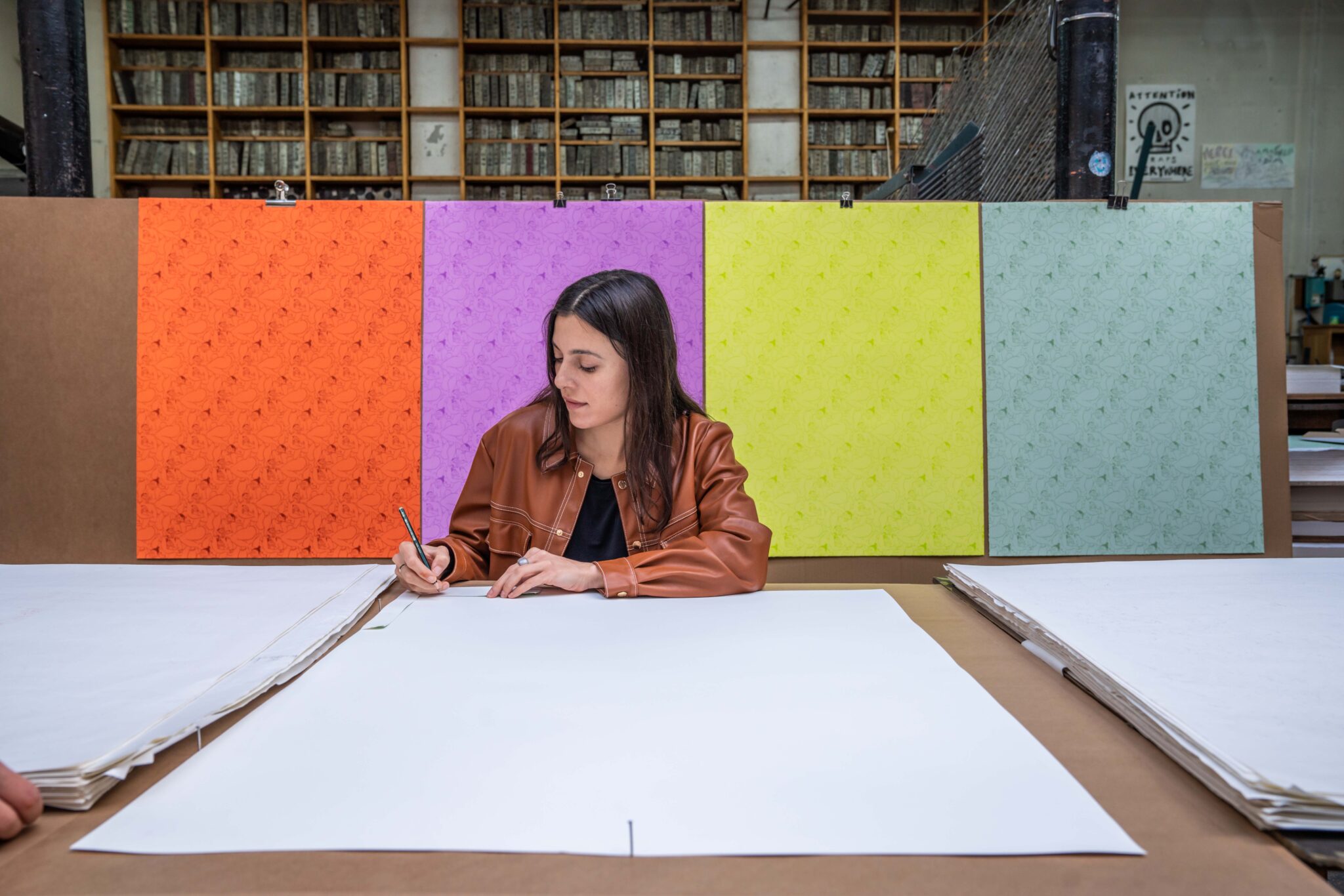 fatebe-a-quiet-pattern-orange-edition-ebecho-muslimova-lithograph-signature-process